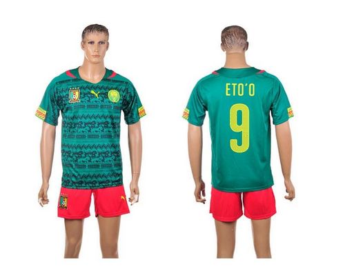 Cameroon #9 Eto'o Home World Cup Soccer Country Jersey